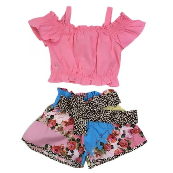 Miss Blumarine - Short in cotone multicolor bimba