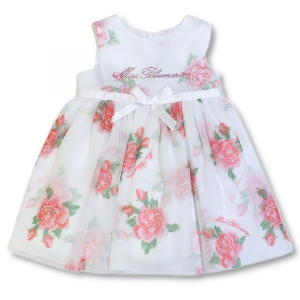 Blumarine - Abito con rose bianco per neonata