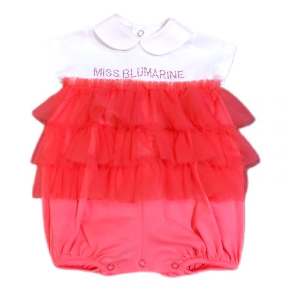 Blumarine - Pagliaccetto bianco-Fucsia per neonata
