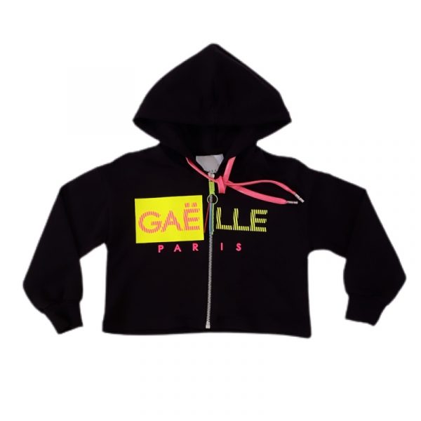 Gaelle - Felpa con cappuccio nera bimba