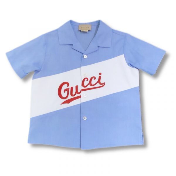 Gucci - Camicia manica corta cielo per neonato