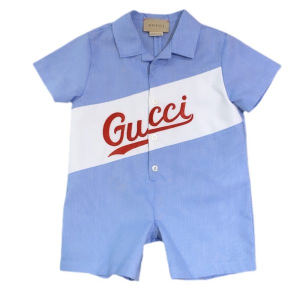 Gucci - Pagliacceto manica corta cielo per neonato
