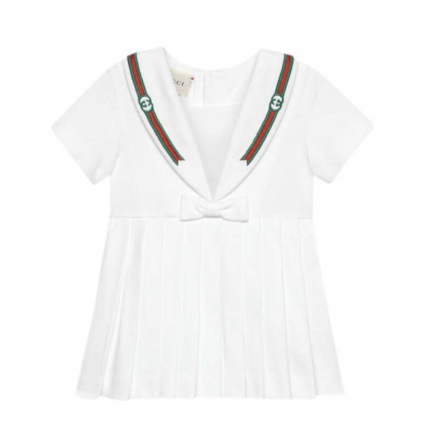 Gucci - Abito in piquette bianco per neonato