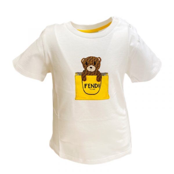 Fendi - T-shirt in cotone bianca per neonato