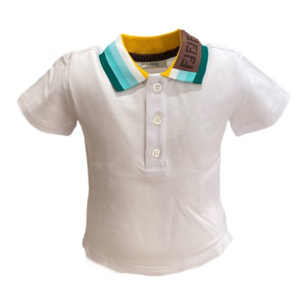 Fendi - Polo in piquette bianco per neonato