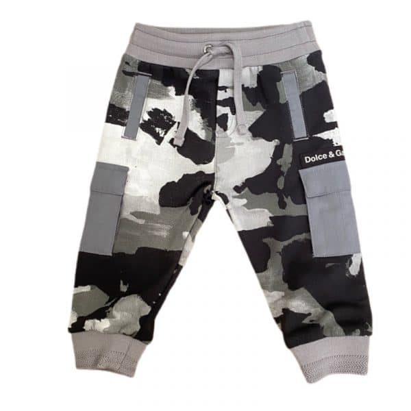 Dolce & Gabbana - Pantaloni in felpa camouflage per neonato