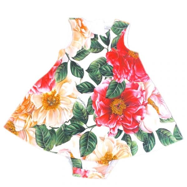 Dolce & Gabbana - Abito con coulotte multicolor per neonata