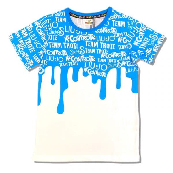 Mecontrote - T-shirt turchese-bianco bimbo