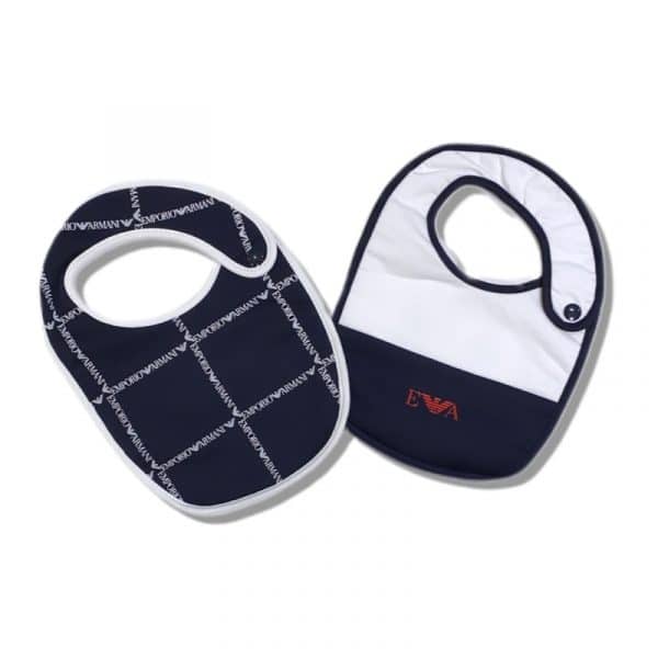 Giorgio Armani - Kit Bavette blu e bianche per neonato