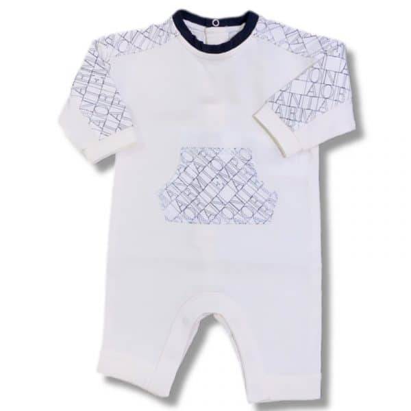 Emporio Armni - Tutina bianca e blu per neonato