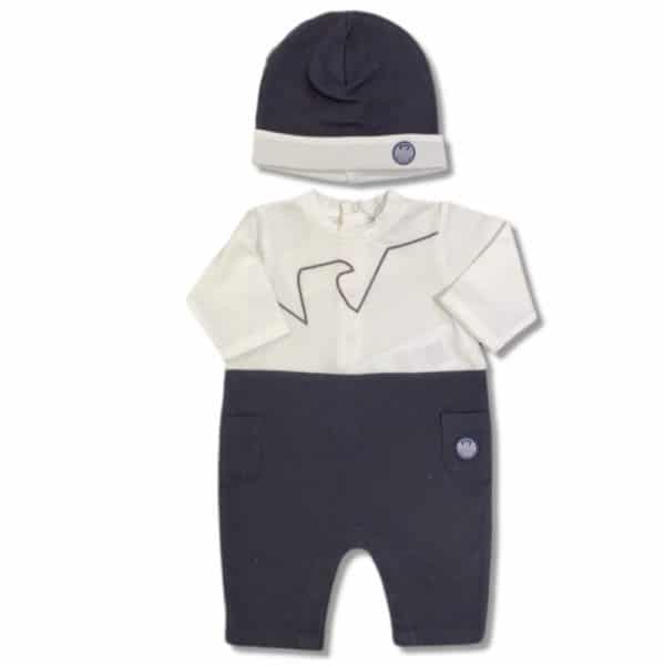 Emporio Armani - Tutina+Cappello bianco e blu per neonato