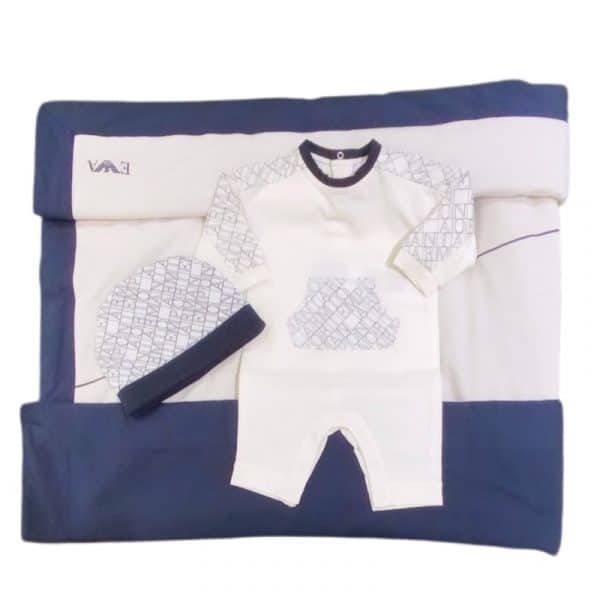 Emporio Armani - Coperta blu e bianca per neonato