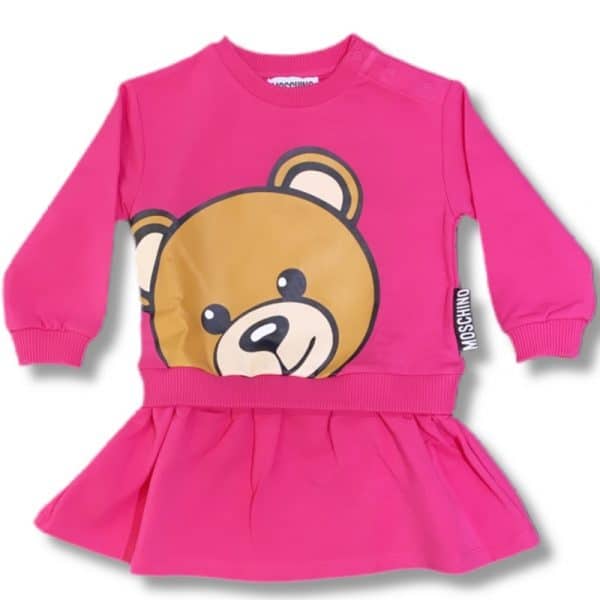 Moschino - Abito in felpa fucsia per neonata