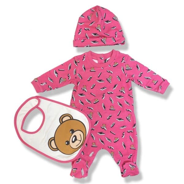 Moschino - Tutina+cappellino+bavetta fucsia per neonata