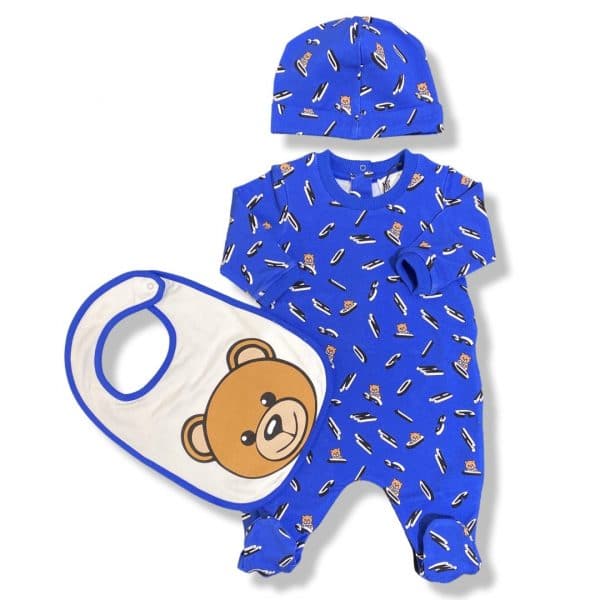 Moschino - Tutina+cappellino+bavetta azzurra per neonato