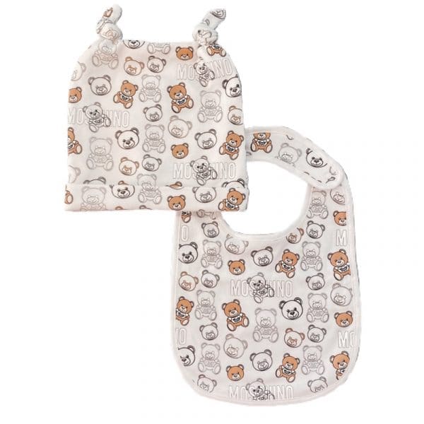 Moschino - Bavetta e cappello white per neonato