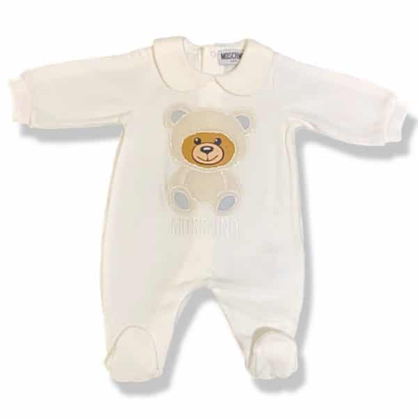 Moschino - Tutina in ciniglia milk per neonato