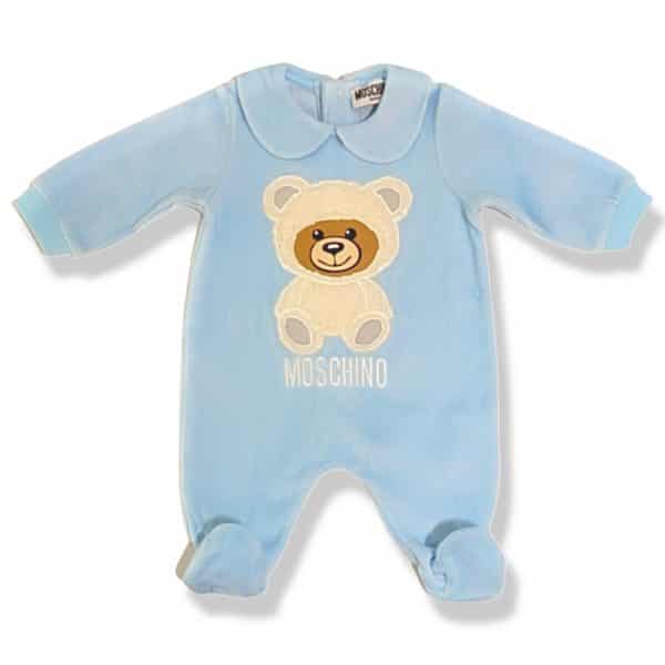 Moschino - Tutina in ciniglia cielo per neonato