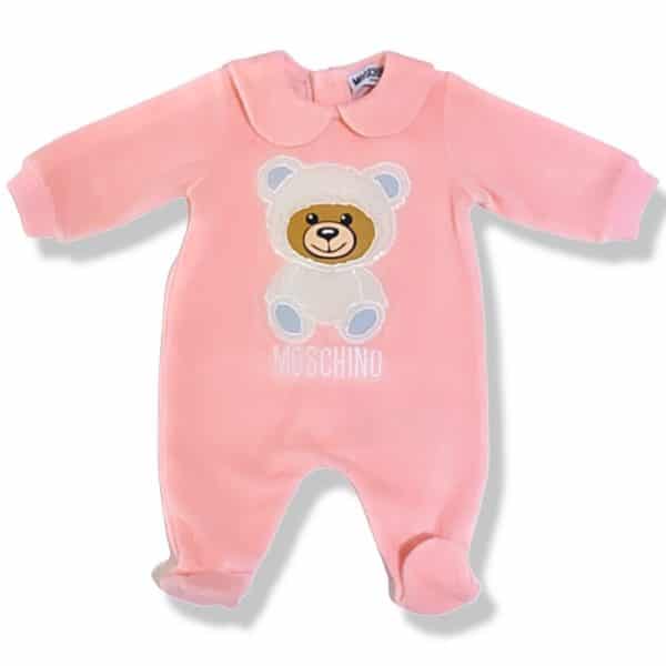 Moschino - Tutina in ciniglia rosa per neonata