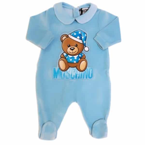 Moschino - Tutina in ciniglia cielo per neonato