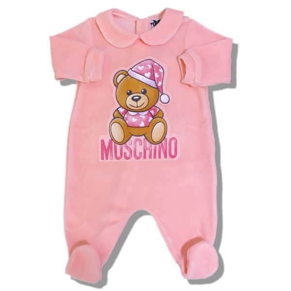 Moschino - Tutina in ciniglia rosa per neonata