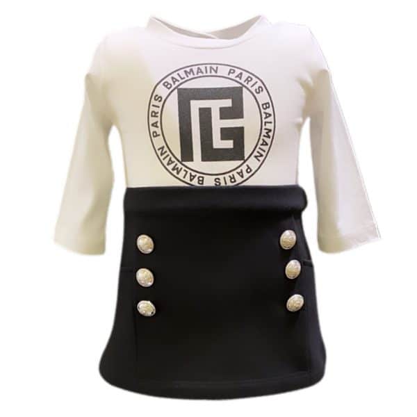Balmain - Abito per neonata - White black