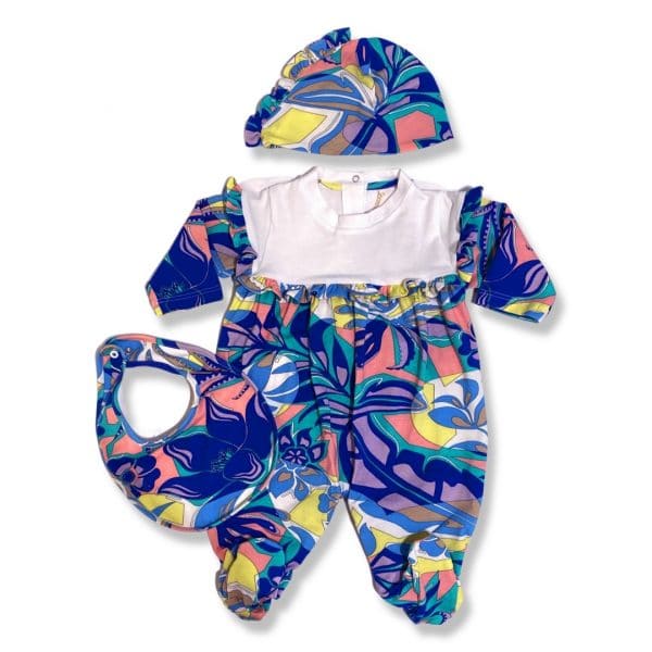 Emilio Pucci - Tutina Cappello Bavetta color per neonata
