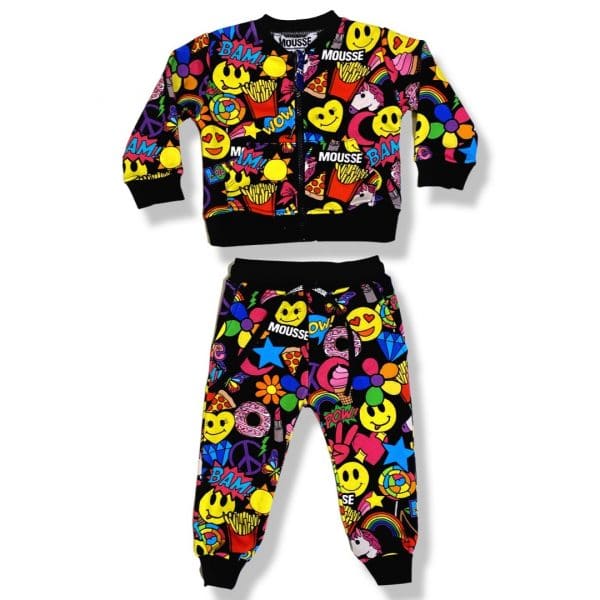 Mousse - Completo felpa e pantalone black per neonata