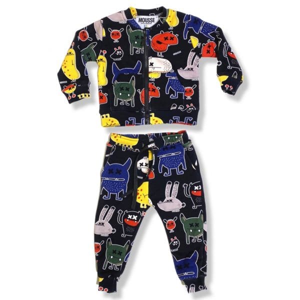 Mousse - Completo felpa e pantalone black per neonato