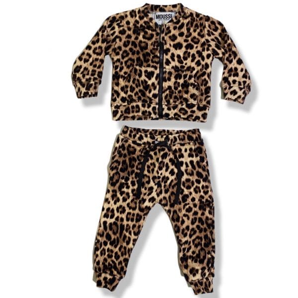 Mousse - Completo felpa e pantalone leopardato per neonata