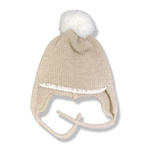 Scaldacuore - Cappello con paraorecchie beige per neonato