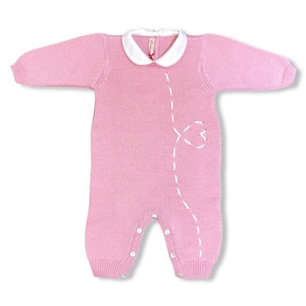Scaldacuore - Tutina in lana rosa per neonata