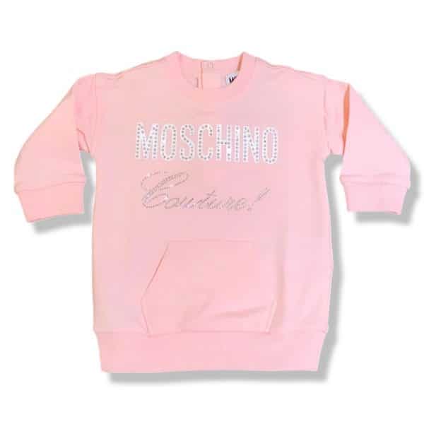 Moschino - Abito con strass rosa per neonata