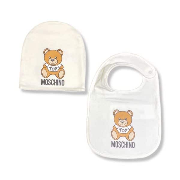 Moschino - Cappello con bavetta milk per neonati