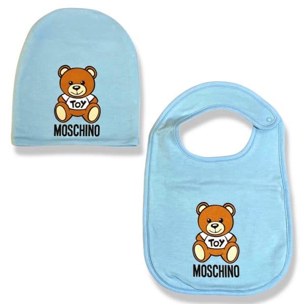 Moschino - Cappello con bavetta cielo per neonato