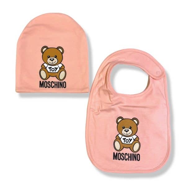 Moschino - Cappello con bavetta rosa per neonata