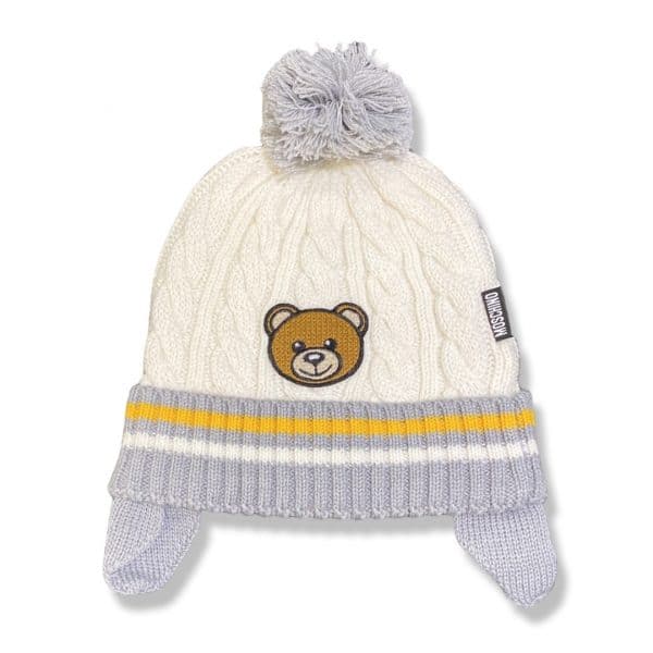 Moschino - Cappello con pon pon bianco per neonata