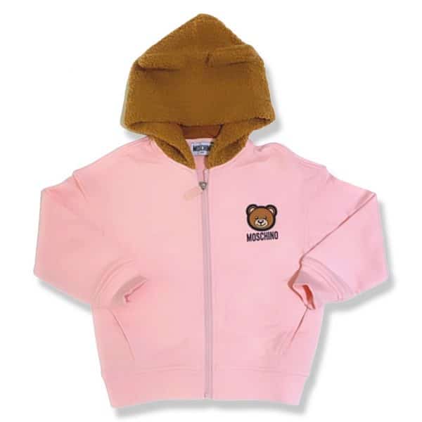 Moschino - Felpa con zip rosa bimbi