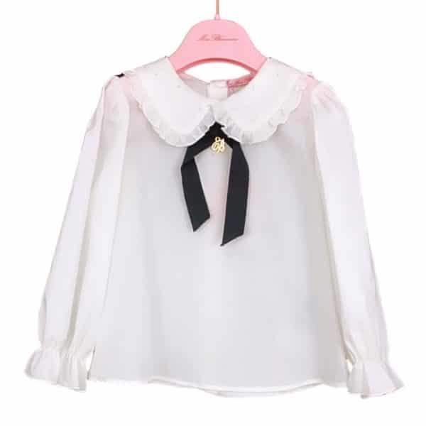 Miss Blumarine - Camicia collo tondo panna bimba