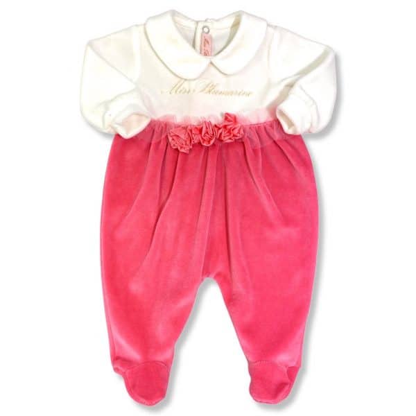 Miss Blumarine - Tutina in ciniglia pink white per neonata