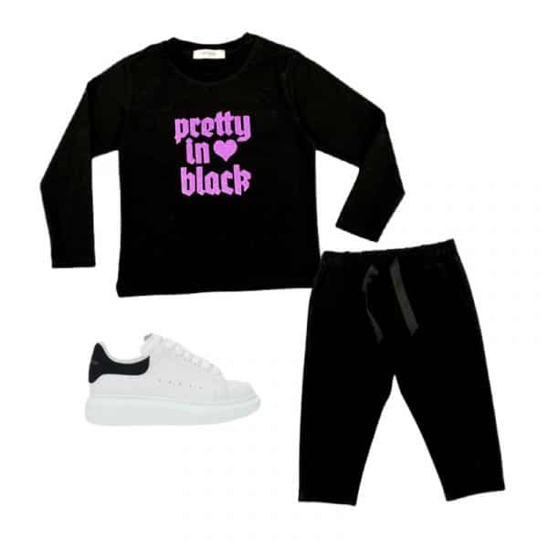 Vicolo - T-shirt manica lunga bimba - Black