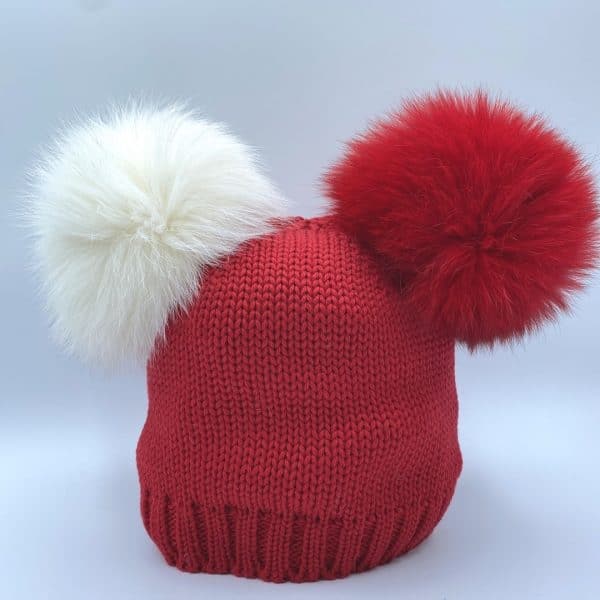 Catya - Cappello due pon pon - Rosso bimba