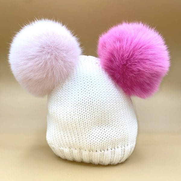 Catya - Cappello due pon pon - Bianco bimba