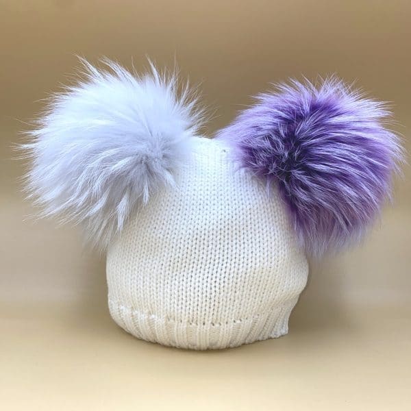Catya - Cappello due pon pon - Bianco bimba