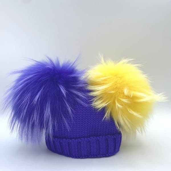 Catya - Cappello due pon pon - Viola Giallo