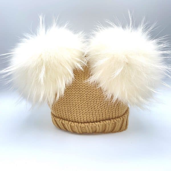 Catya - Cappello due pon pon - Cammello