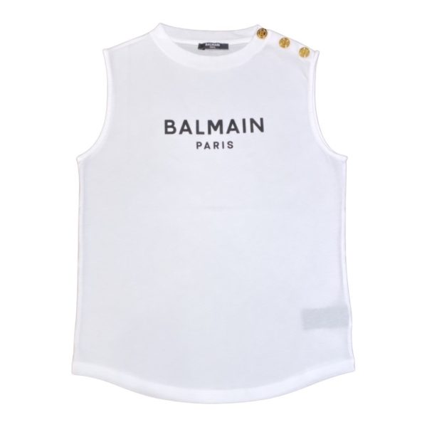 Balmain - T-shirt smanicata bambina - Bianca