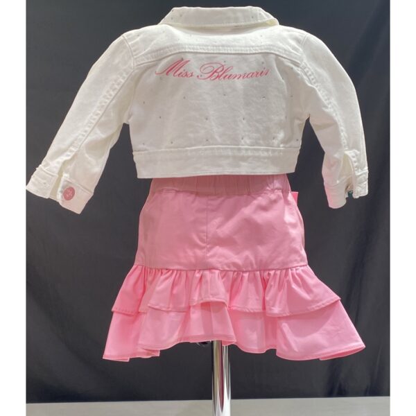 Miss Blumarine - Giubbino in jeans con logo fucsia