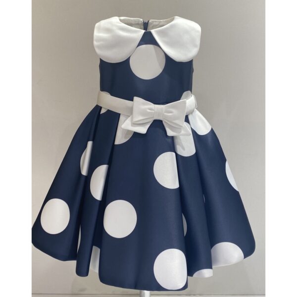 Colorichiari - Abito bambina blu con macro pois