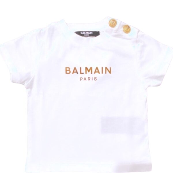 Balmain - T-shirt logo oro specchiato